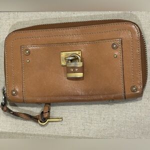 Chloé Paddington Leather Wallet/Clutch with Signature Gold-Tone‎ Padlock and Key